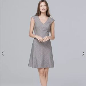[NWT] White House Black Market - Women’s Emilya Plaid Gray Dress - Size 0P